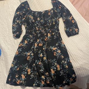 Black printed dress size M off the shoulders